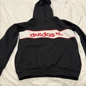 Adidas Black and Red Hoodie Medium